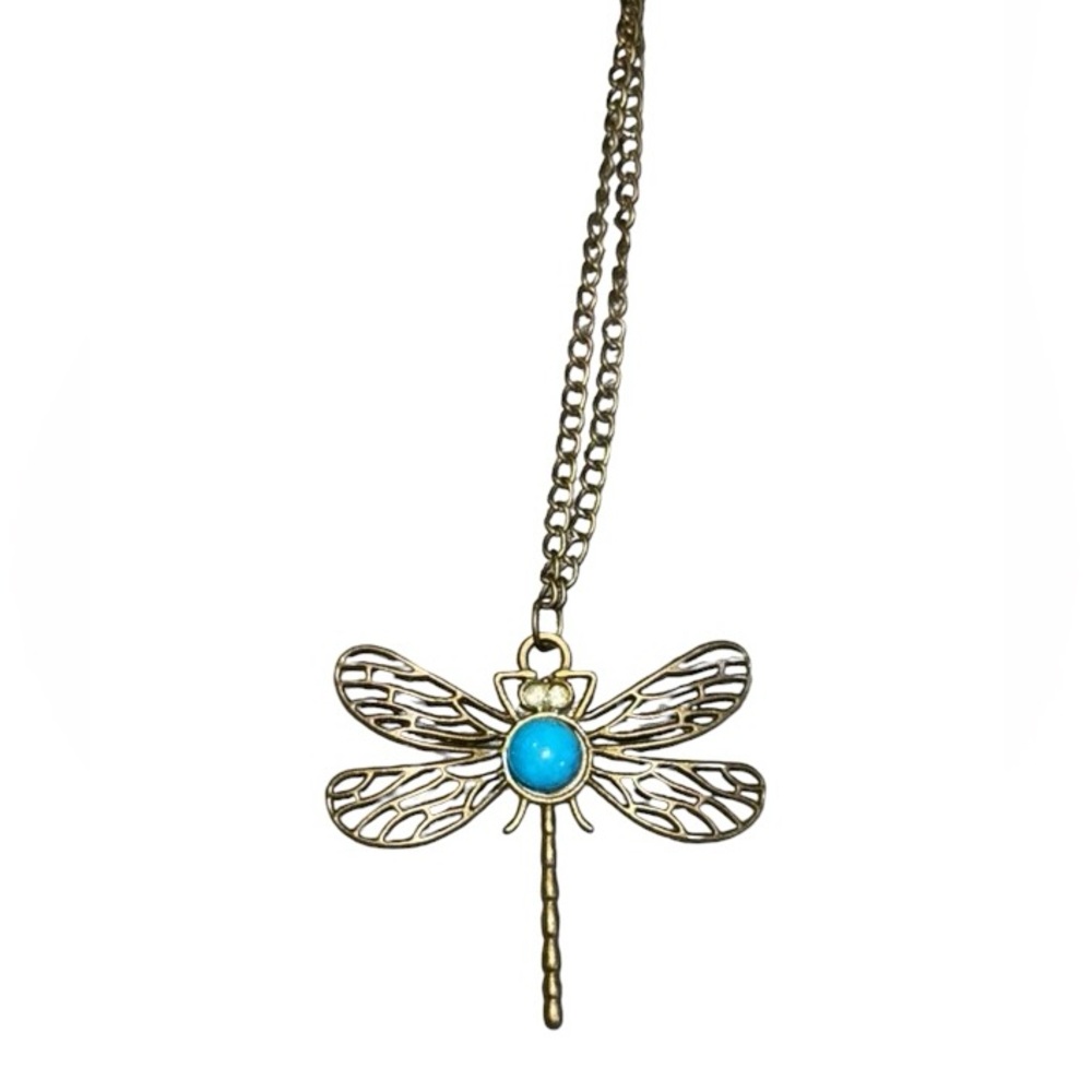 Dragonfly turquoise bronze  Necklace (1) - Picture 3 of 4